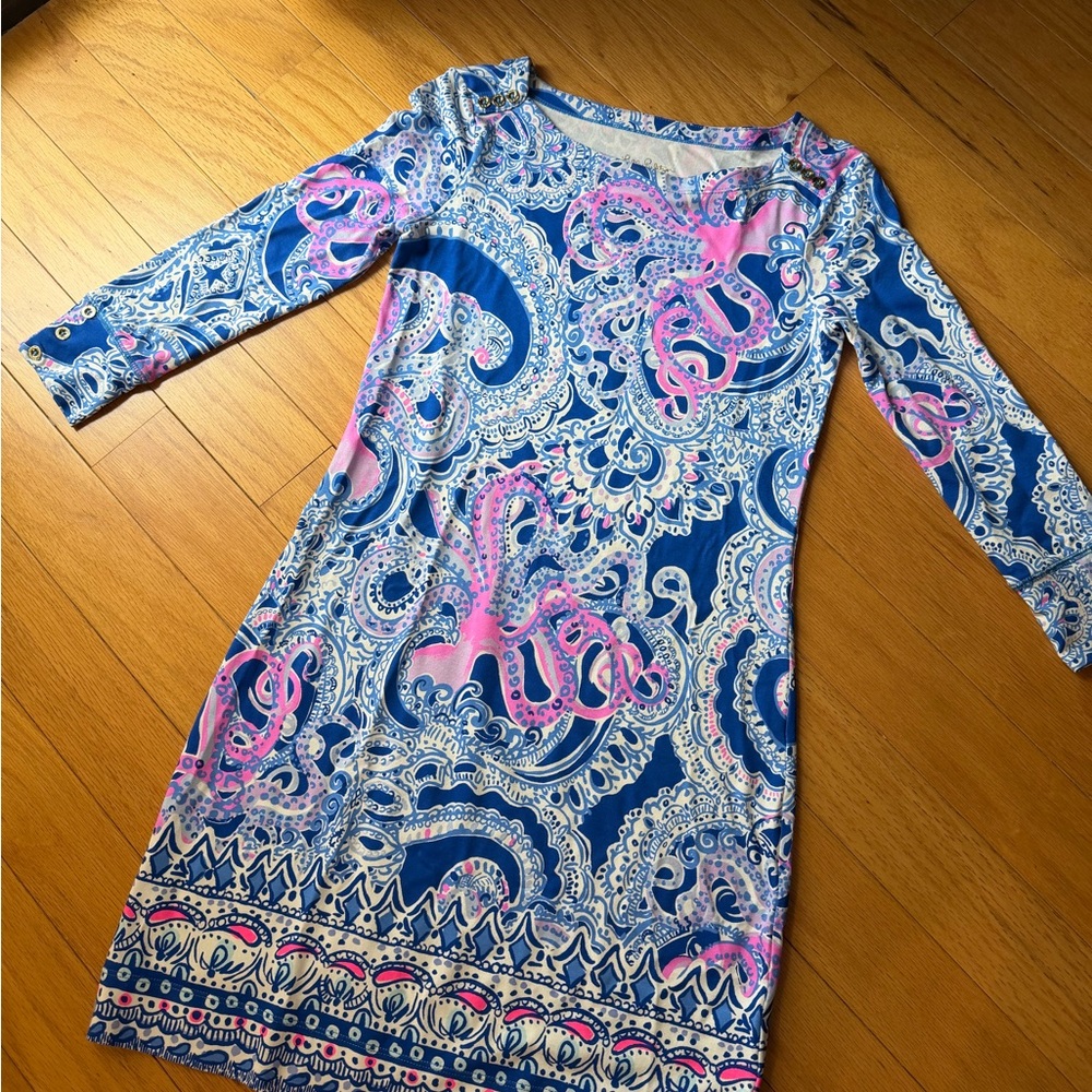 Lilly Pulitzer Blue and Pink Long Sleeve Dress